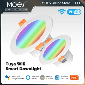 MOES WiFi Smart LED Downlight Zigbee Dimming Round Spot Light 9/12W RGB Color Changing Warm Cool light Alexa Google Home Vocie