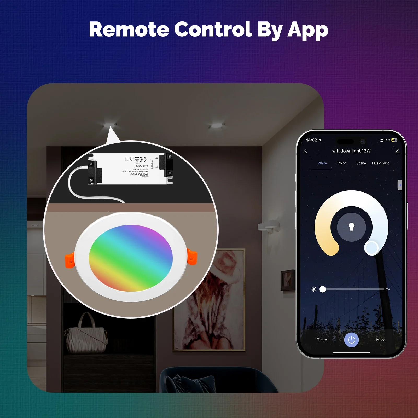 MOES WiFi Smart LED Downlight Zigbee Dimming Round Spot Light 9/12W RGB Color Changing Warm Cool light Alexa Google Home Vocie - Image 5