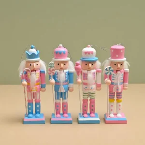 Macaron Candy Series Nutcracker Puppet Soldier 12CM Christmas Tree Pendant 1/4Pcs Holiday Home Decoration Candy Themed Party