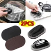 Magic Emery Sponge Brush with Handle Reusable Wipe Eraser Cleaner Kitchen Pot Brush BBQ Strong Decontamination Cleaning Tools