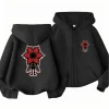 Man Eating Flower Children Hoodie Zip Up Cardigan Tops Print Pattern Girl Pink Boy Black Coat Hoodies Kid 3-12 Year