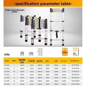 Manufacturer customizes single-sided aluminum alloy telescopic ladder aluminum alloy single-sided folding ladder household