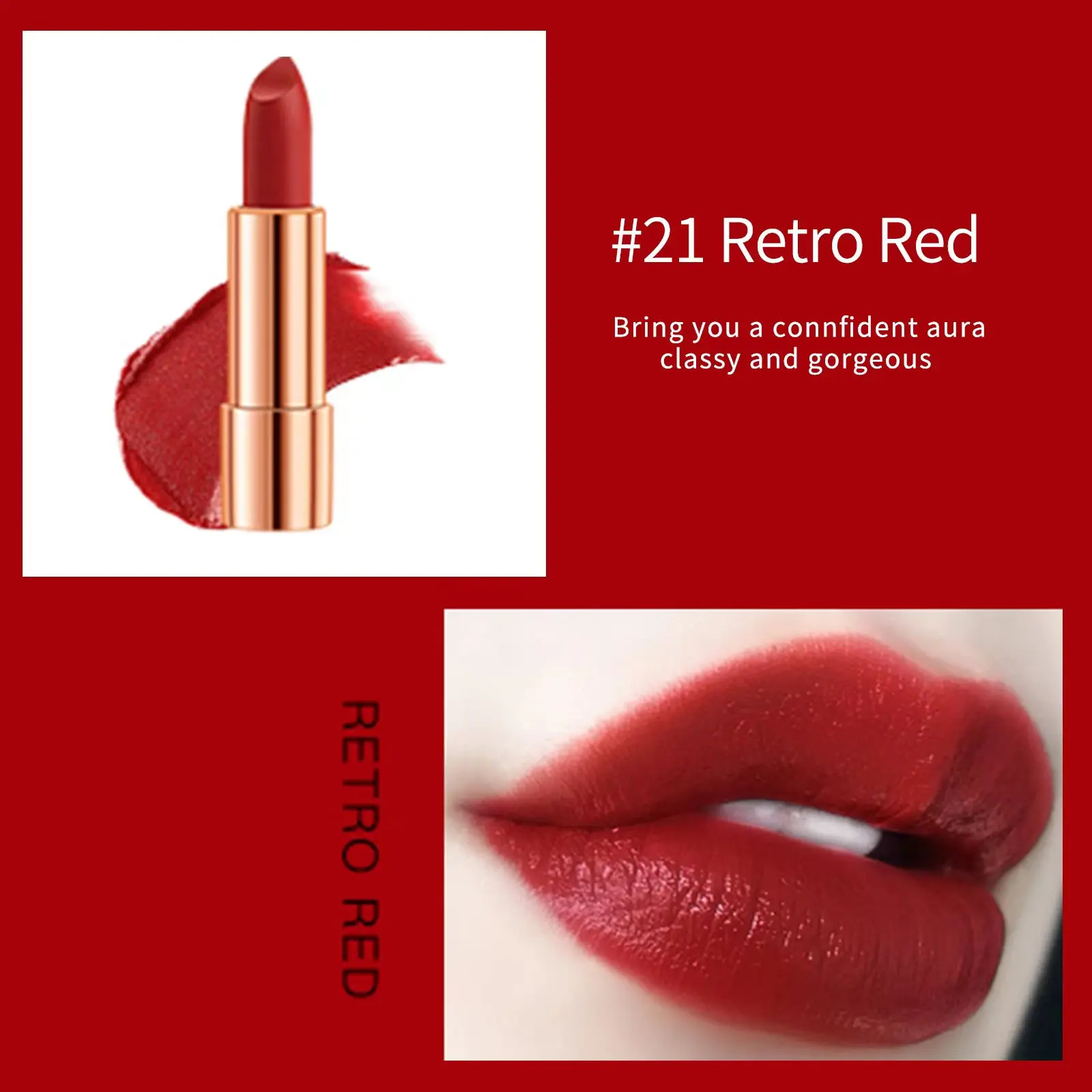 Matte Lipstick Set 3 Colours with Silver Chain Bag Waterproof Non-Stick Long Lasting Makeup Red 3.5gx3pcs for Women and Girls - Image 4