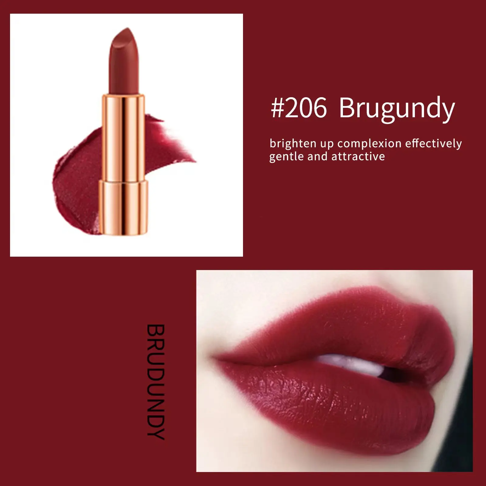 Matte Lipstick Set 3 Colours with Silver Chain Bag Waterproof Non-Stick Long Lasting Makeup Red 3.5gx3pcs for Women and Girls - Image 3