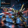 Mecha Building Block Set, 2-in-1 Robot & Beast Model, Red Lion & Black Beetle, Display Collectible for Adults Desk Decor