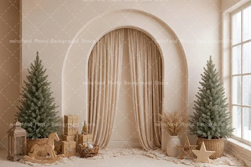 Mehofond Gentle Cream Storm Simia Christmas Background Gift Kid's Photo Birthday Family Festival Portrait Photography Decor - Image 2