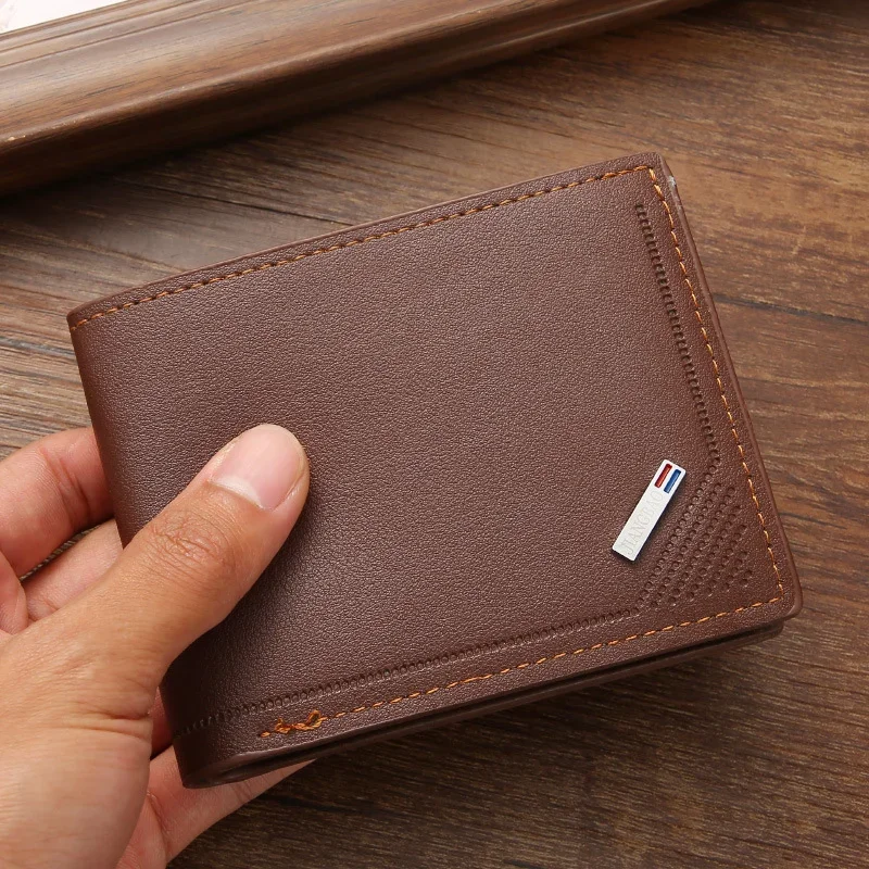Men's Short Frosted Leather Wallet, Multi-Slot Coin Pocket Photo Holder Small Men's Wallet - Image 2