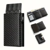 Men's Wallet with Zipper Coin Purse Automatic Pop-up Metal Credit Card Holder Minimalist RFID Blocking Business Card Wallet Idea
