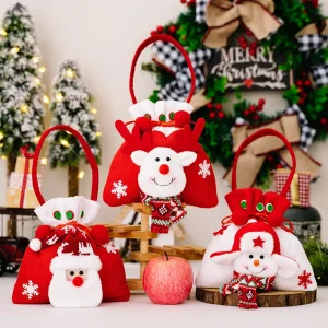 Merry Christmas Apple Bags Exquisite Santa Claus Xmas Gifts Bag Drawstring Portable Christmas Gift Bags New Year Candy Pouch New