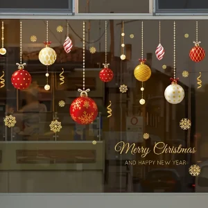 Merry Christmas Window Sticker Decoration Kit - Snowflake Decals, Christmas Ball Window Film For DIY Xmas Window Glass Doors.