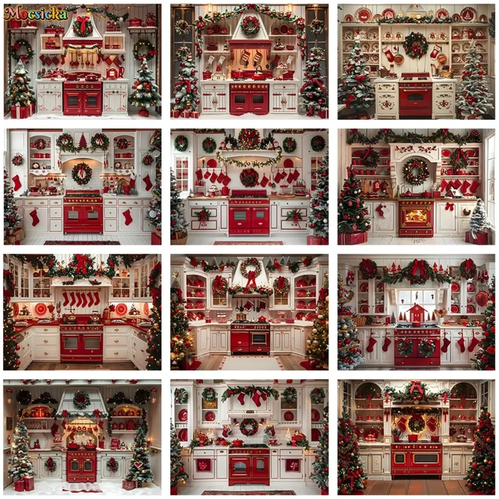 Merry Christmas Wreath Socks Kitchen Theme Banner Decoration Background, Birthday Party, Home Decoration Photography Background - Image 2