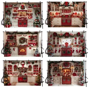 Merry Christmas Wreath Socks Kitchen Theme Banner Decoration Background, Birthday Party, Home Decoration Photography Background