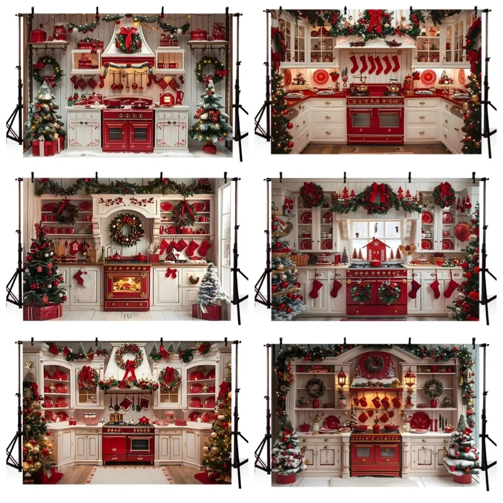 Merry Christmas Wreath Socks Kitchen Theme Banner Decoration Background, Birthday Party, Home Decoration Photography Background