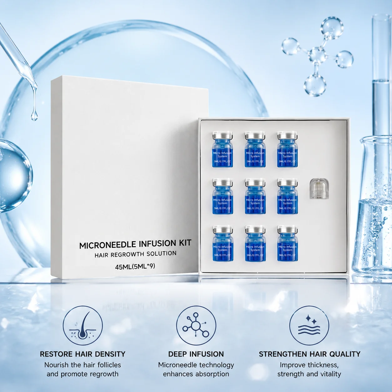 Microneedle Hair Regrowth Kit Solution Scalp Nourishing Serum For Hair Health Maintenance Needle Head Use Scalp Care Kit - Image 4