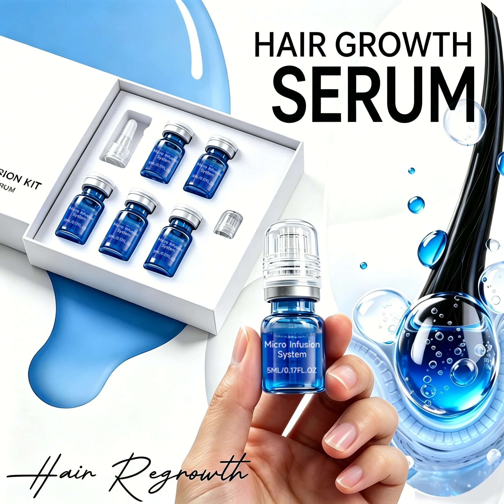 Microneedle Hair Regrowth Kit Solution Scalp Nourishing Serum For Hair Health Maintenance Needle Head Use Scalp Care Kit