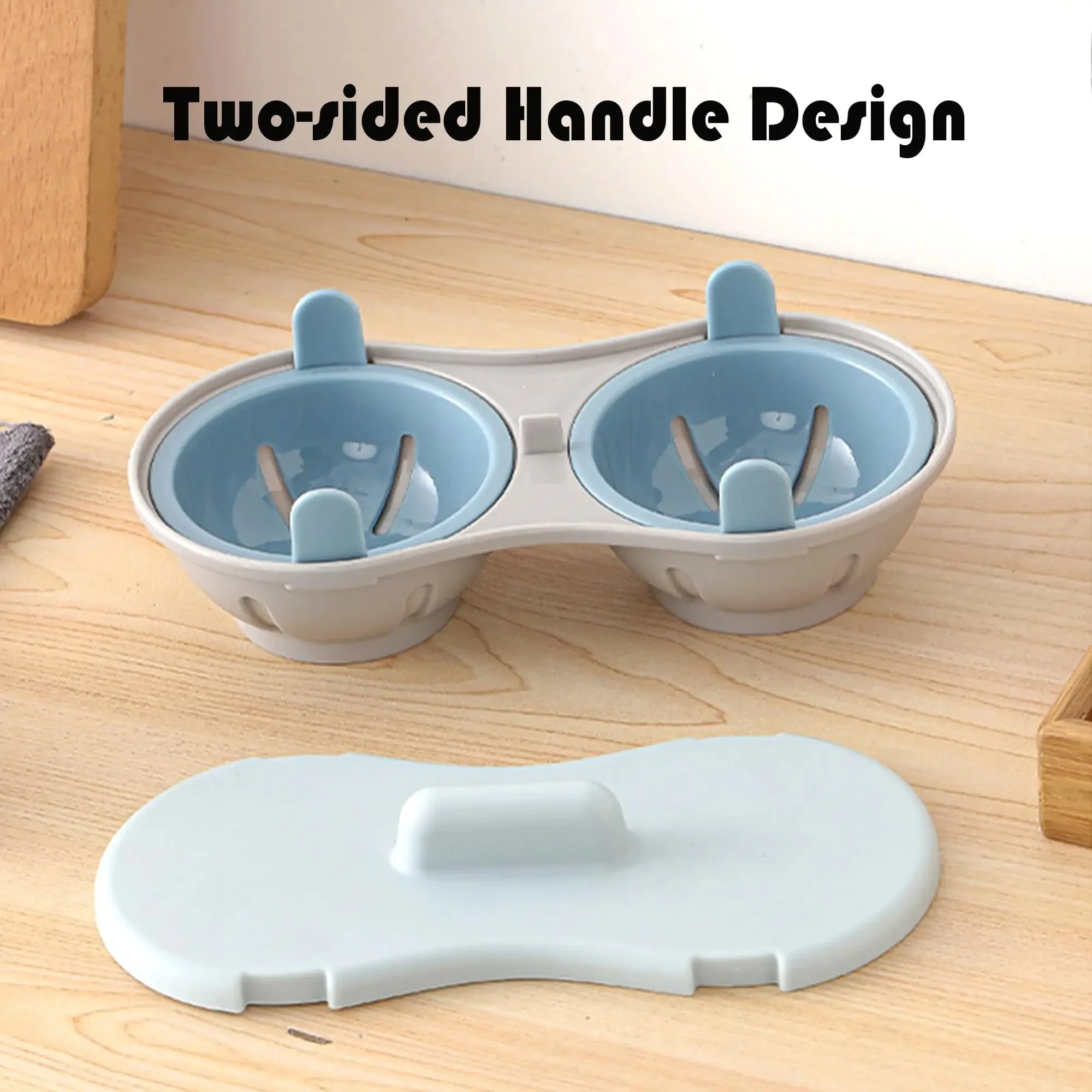 Microwave Egg Poacher Efficient Microwave Double Egg Poacher Cook Poached Eggs with Detachable Drain Basket Heat for Kitchen - Image 4