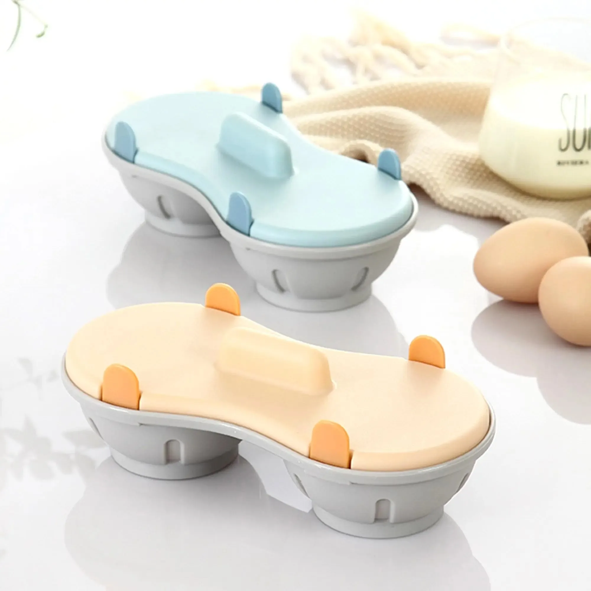 Microwave Egg Poacher Efficient Microwave Double Egg Poacher Cook Poached Eggs with Detachable Drain Basket Heat for Kitchen - Image 5