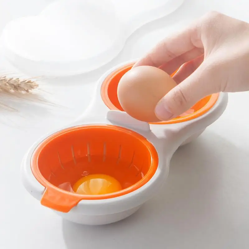 Microwave Egg Poacher Food Grade Cookware Double Cup Egg Boiler Kitchen Steamed Egg Set Microwave Ovens Cooking Tools - Image 4