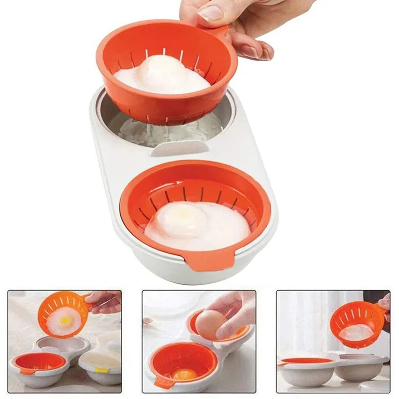 Microwave Egg Poacher Food Grade Cookware Double Cup Egg Boiler Kitchen Steamed Egg Set Microwave Ovens Cooking Tools - Image 6