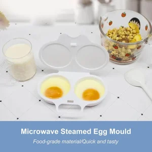 Microwave Egg Poacher Reusable Microwave Eggs Steamer 2 Cavity Nonstick Poached Egg Maker with Lid Egg Mold Kitchen Gadgets