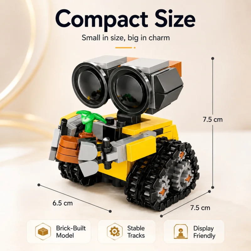 Mini Robot Building Blocks Set, Cute Tracked Brick Robot Model with Plant Accessory, Creative Desktop Display Toy Gift - Image 5