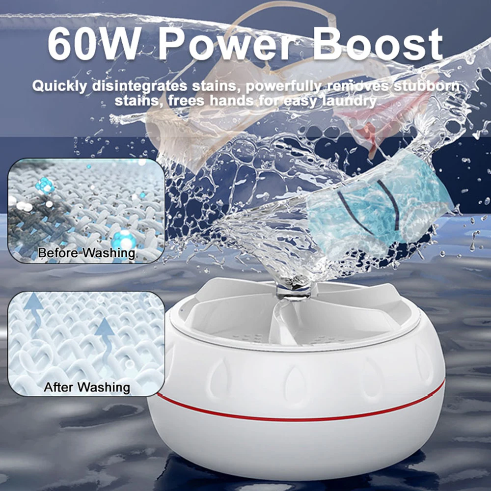 Mini Ultrasonic Washer for Baby Clothes Portable Turbo Washing Machine Hight Power Underwear Socks Business Travel USB Washer - Image 3