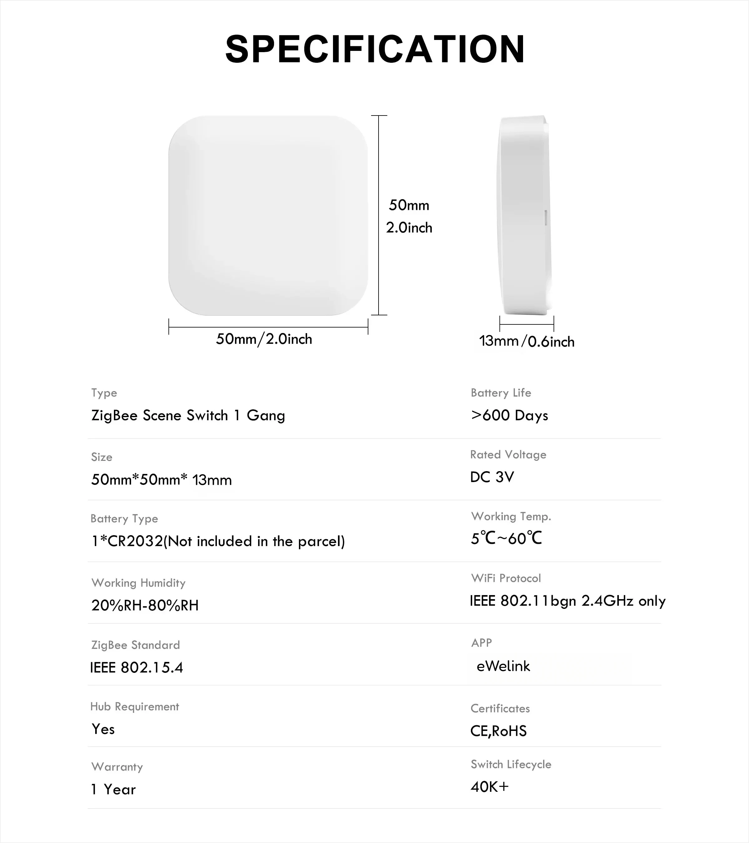 Mini Wireless Switch ZigBee EWelink APP Remote Control Emergency Button For Smart Home Works With Gateway And Alex/Alice/Yandex - Image 6