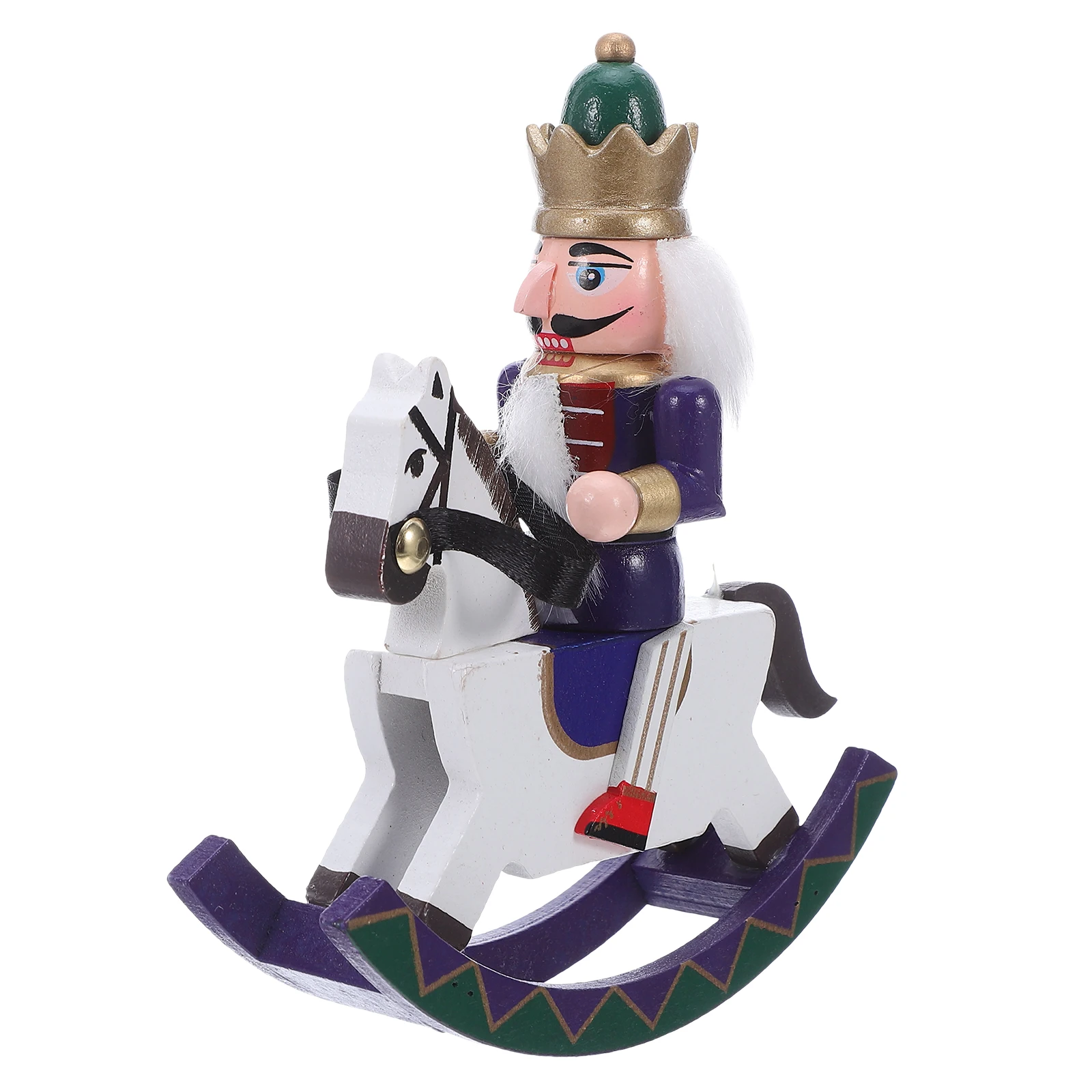 Mini Wooden Nutcracker Rocking Horse Handcrafted Christmas Decor Desktop Tiered Tray Holiday Nutcracker Ornament - Image 3