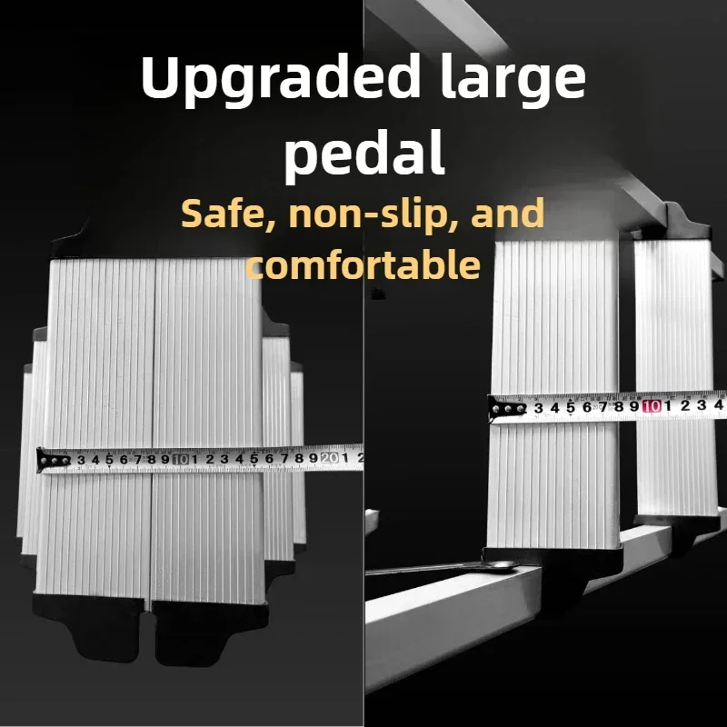 Minimalist Wide double-sided herringbone ladder folding household extension ladder shrinking aluminum alloy lifting stairs - Image 4