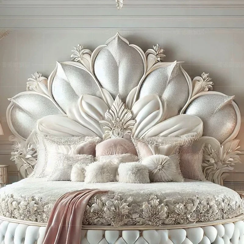 Modern Double European Bedroom Beds Adults Queen Size French Italian Round Bed Luxury Victorian Royal Full Set Furniture - Image 3