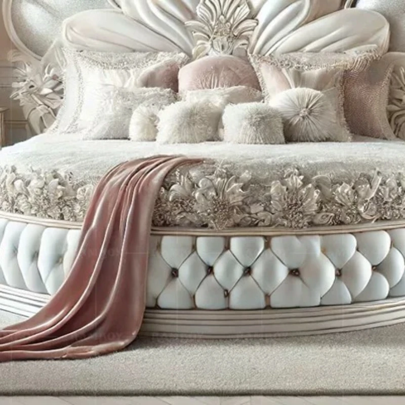 Modern Double European Bedroom Beds Adults Queen Size French Italian Round Bed Luxury Victorian Royal Full Set Furniture - Image 6