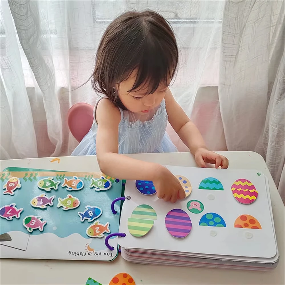 Montessori Paste Quiet Book Children Toys Paste My First Busy Book Kids Number Matching Puzzle Educational Game Baby Book Mark