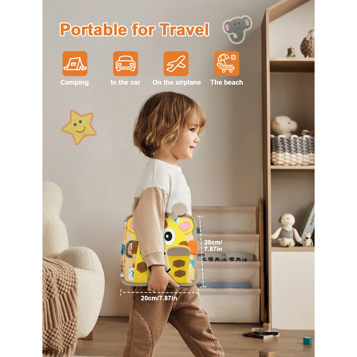 Montessori Toy Busy Board Giraffe Busy Book Preschool Learning Educational Quiet Book Sensory Travel Toy for Baby 3 4 5 6 Ages - Image 4