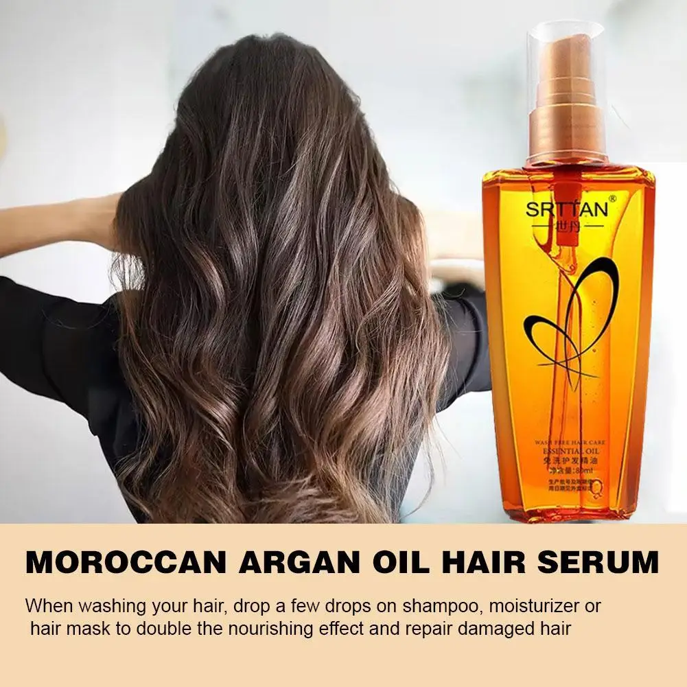 Moroccan Argan Oil Hair Serum Lightweight Hair Oil Mist For Split Ends, Frizzy Hair And Flyaways, Hair Oil Repair- Gloss Shine - Image 2