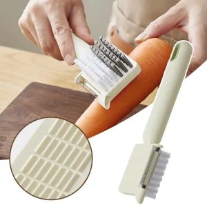 Multi-Functional Vegetable Brush Peeler 3 in 1 Fruit Produce Scrubber with Stainless Steel Blade Potato Eye Remover for Carrots