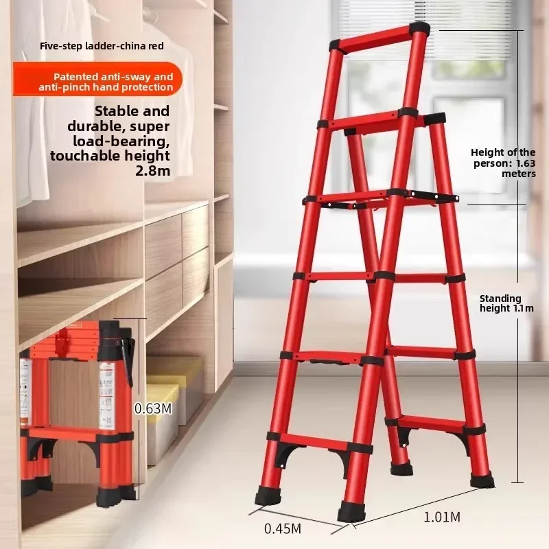Multi-functional Household Goods Telescopic Ladder Household Folding Ladder Herringbone Ladder Thickened - Image 4