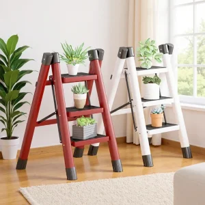 Multi functional household ladder, folding ladder, flower rack, thickened carbon steel herringbone ladder, small ladder stool