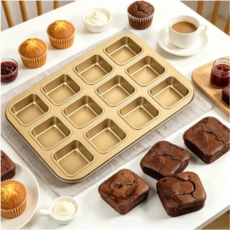 Multi-purpose Baking Tray MuffinTin Tray Non-Stick Beasea Brownie Pan Baking Carbon Steel Bread Mold Tray for Cookie Oven Baking - Image 2
