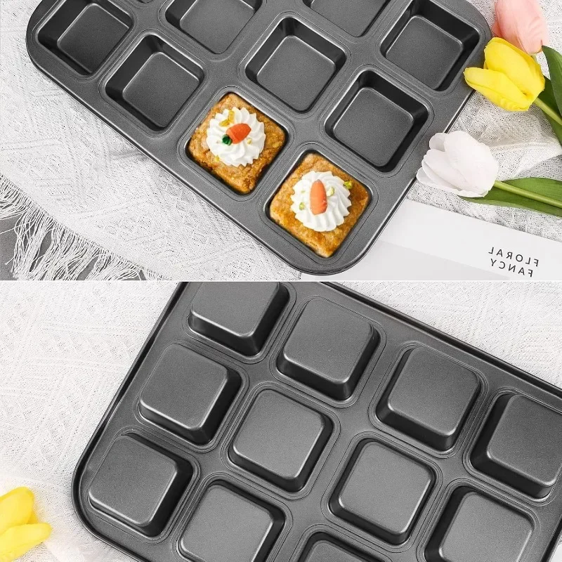 Multi-purpose Baking Tray MuffinTin Tray Non-Stick Beasea Brownie Pan Baking Carbon Steel Bread Mold Tray for Cookie Oven Baking - Image 5