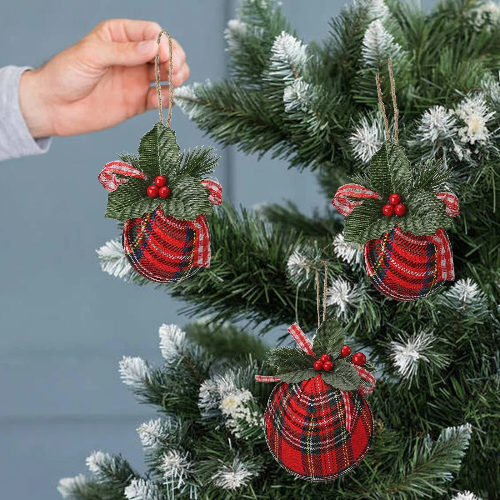 Multicolor Lattice Cloth Christmas Balls Pendant Xmas Tree Hanging Ball Ornaments New Year Xmas Wedding Party Home Decoration - Image 2
