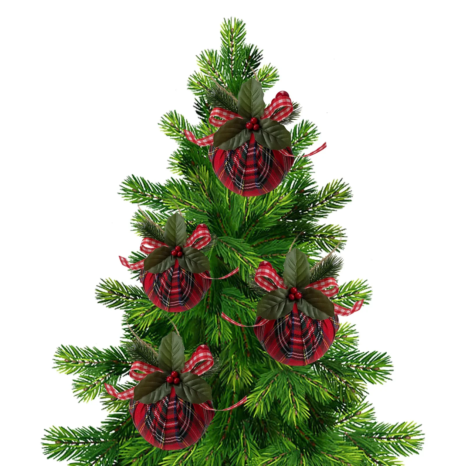 Multicolor Lattice Cloth Christmas Balls Pendant Xmas Tree Hanging Ball Ornaments New Year Xmas Wedding Party Home Decoration - Image 4