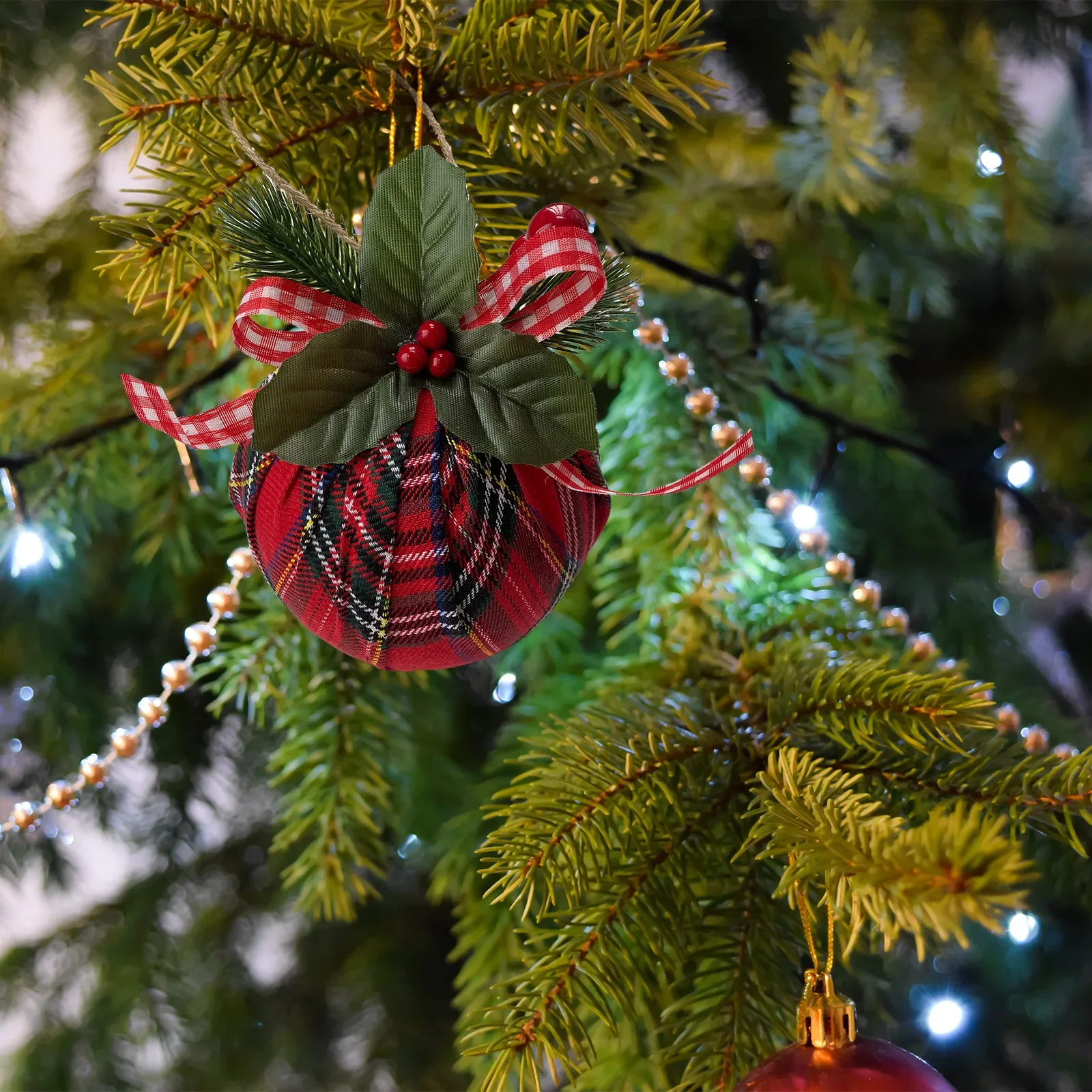 Multicolor Lattice Cloth Christmas Balls Pendant Xmas Tree Hanging Ball Ornaments New Year Xmas Wedding Party Home Decoration - Image 3