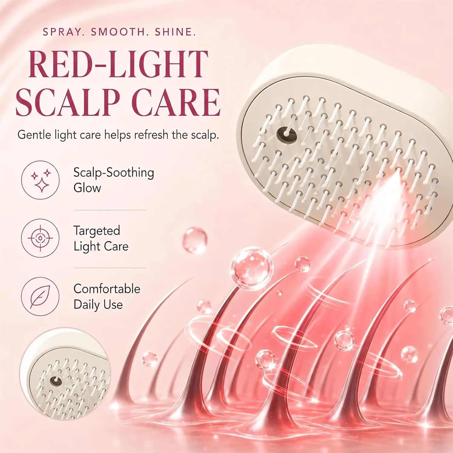 Multifunctional Massage Comb,Electric Spray Air Cushion Scalp Massager,Self-Cleaning Essential Oil Hair Care Comb,Gift for Women - Image 4