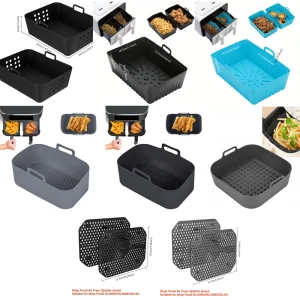 Multiple Air Fryer Silicone Tray Oven Baking Basket Liner Insert Dish Fried Chicken for Airfryers Accessories Multiple Models