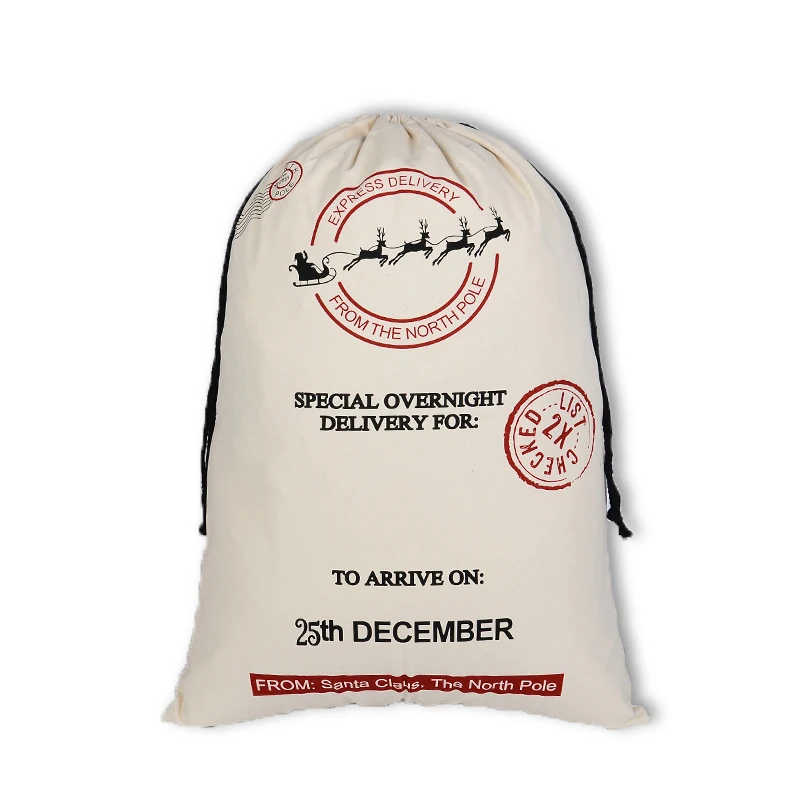 Multipurpose Cotton Canvas Large Bag Home Car Sundries Drawstring Bags Kids Toy Storage Bag Christmas New Year Gift Holder 50*70 - Image 2