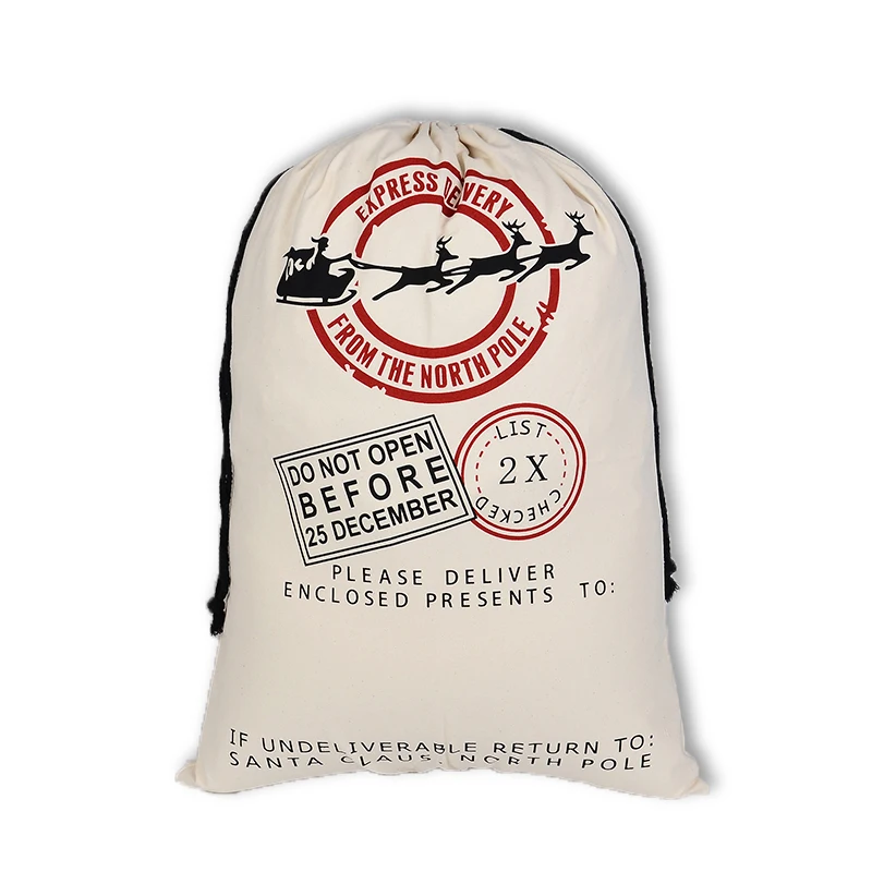 Multipurpose Cotton Canvas Large Bag Home Car Sundries Drawstring Bags Kids Toy Storage Bag Christmas New Year Gift Holder 50*70