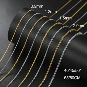 My Shape Round Snake Chain Necklace for Women Men Stainless Steel Link Chain 0.9mm 1.2mm 2mm Chains Choker Fashion Jewelry Gifts