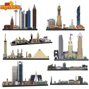 Mymocs World City Skyline Architecture sets Madrid New York Seville Prague Stockholm Budapest Cairo DIY Building Blocks Kid Toys