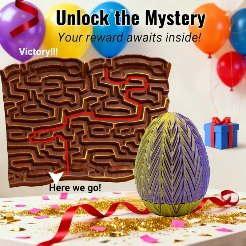 Mystery Egg Maze Gift Box Money Puzzle Box with Hidden Compartment Christmas Easter Intellectual Unlocking Maze Game Gift - Image 3
