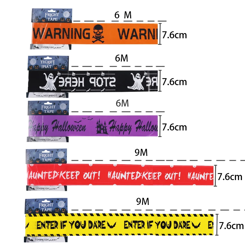 NEW 1PC Halloween Props Window Prop Warning line Plastic Skull Head Warning Tape Signs Halloween Decoration Witch Balloons lot - Image 3